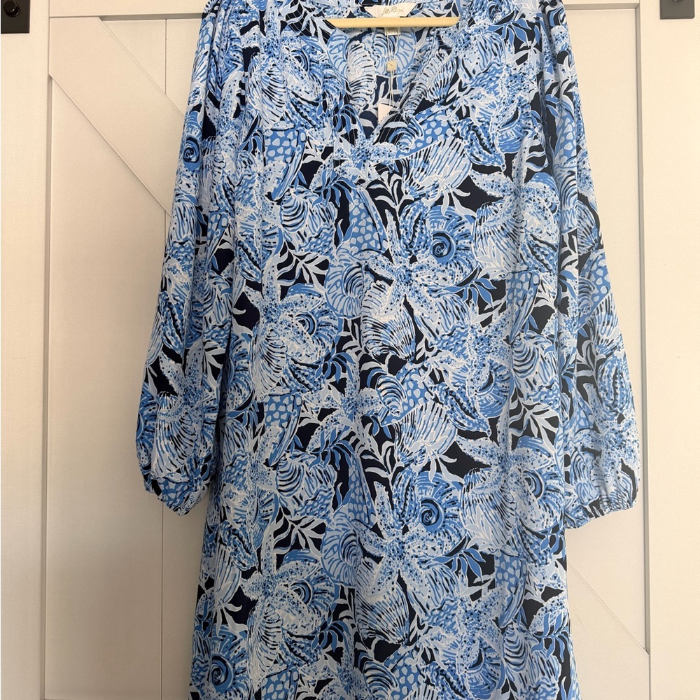 Lilly Pulitzer Blue Floral Long Sleeve Dress